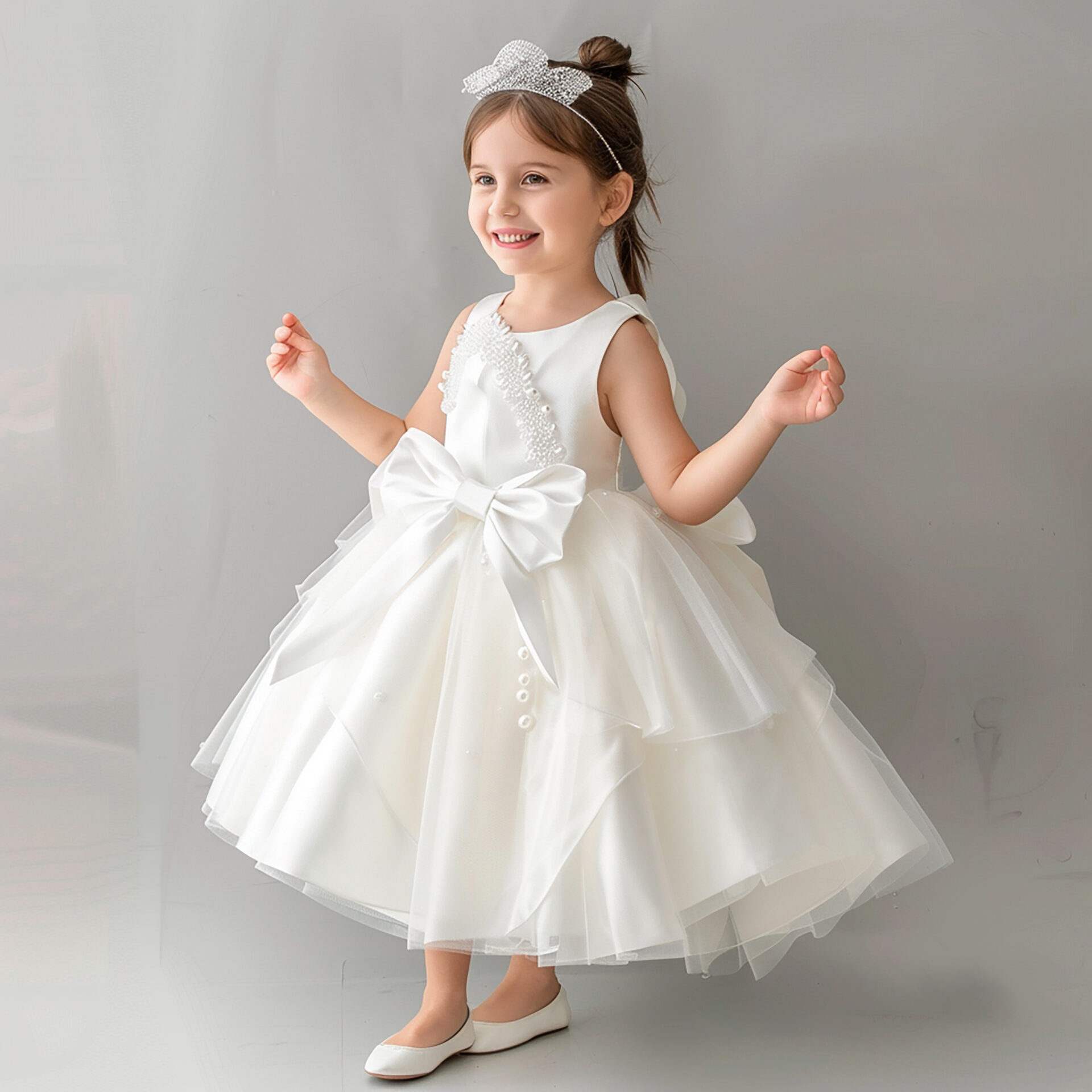 white-childrens-princess-dress-with-open-back-bow-decoration-waist-large-pearls