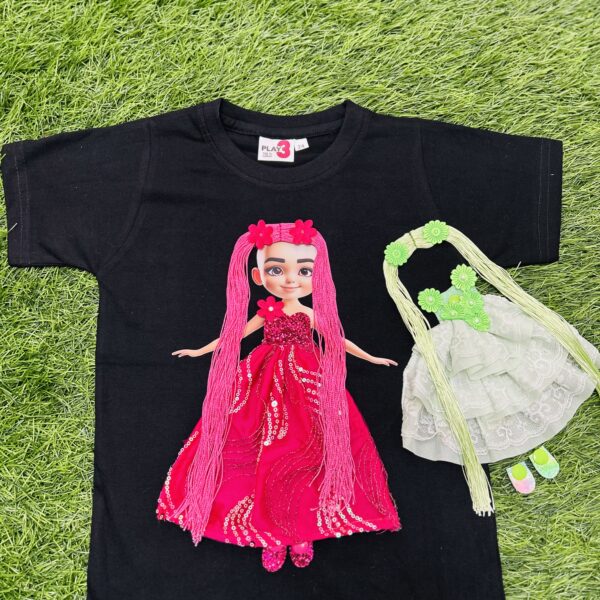 Magical Doll Fashion T-Shirt Set –  Pink & Green Combo