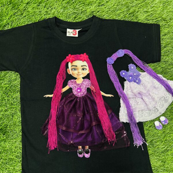 Magical Doll Fashion T-Shirt Set –  Dark Purple &  Purple Combo