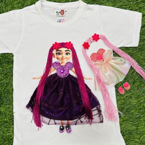 Magical Doll Fashion T-Shirt Set –  Dark Purple &  Pink Combo