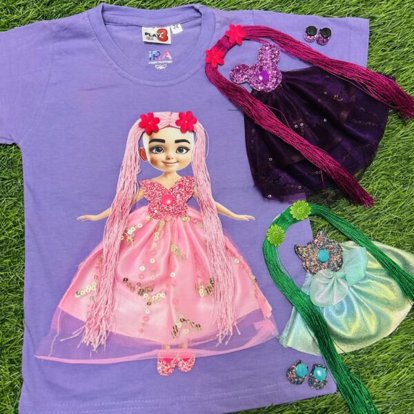 3 Magical Looks, 1 Fairy-Tale Tee-Light Pink, Dark Purple & Green Combo