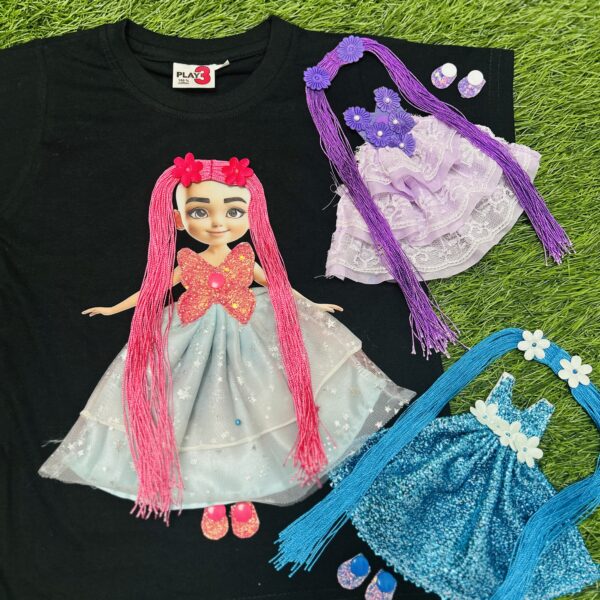 3 Magical Looks, 1 Fairy-Tale Tee-Pink,Purple & Sky Blue Combo